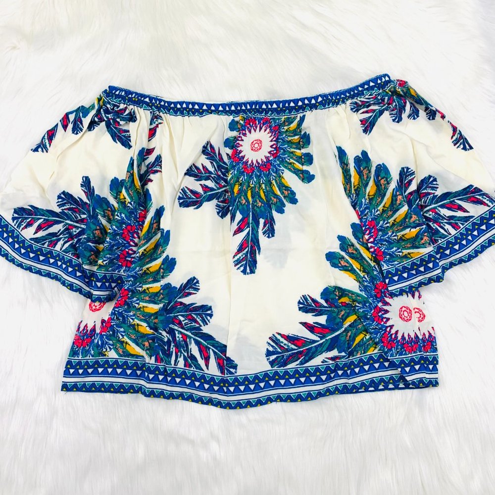 Flying Tomato Aztec Off-The-Shoulder Crop Top M